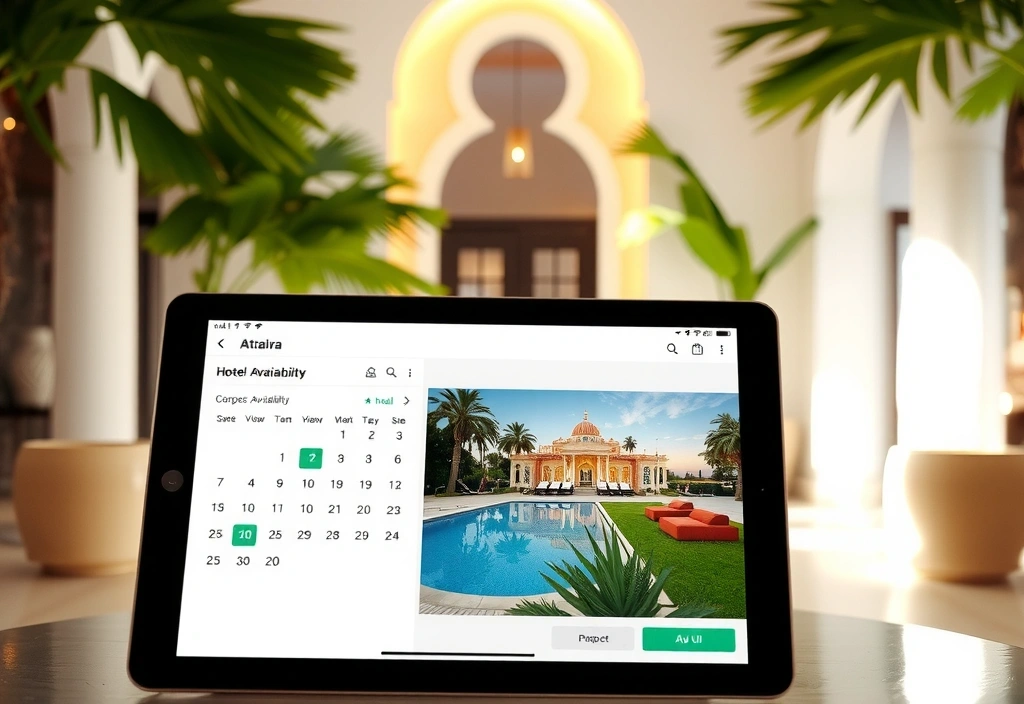 Lüks otel rezervasyon arayüzü